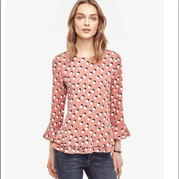 Ann Taylor Tops - Ann Taylor Twin Dot Flutter Sleeve Top